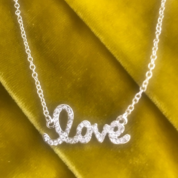 Swarovski Crystal 18k Silver Love Necklace - Picture 3 of 5